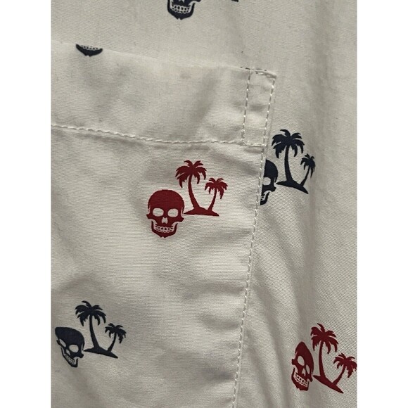Steve’s Jeans Skulls Palm Trees Halloween White Casual S/S Button-Up Shirt 3X - Picture 5 of 7